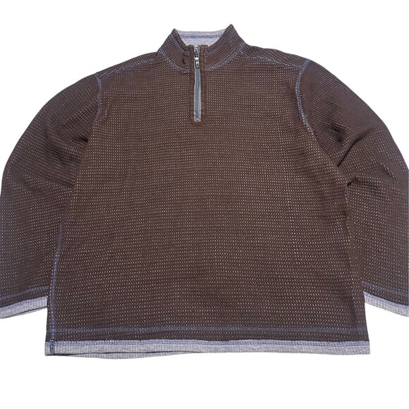 Paradise Collection Mens Large Brown 1/4 Zip Pullover Sweater Sweatshirt LG L - Picture 1 of 7